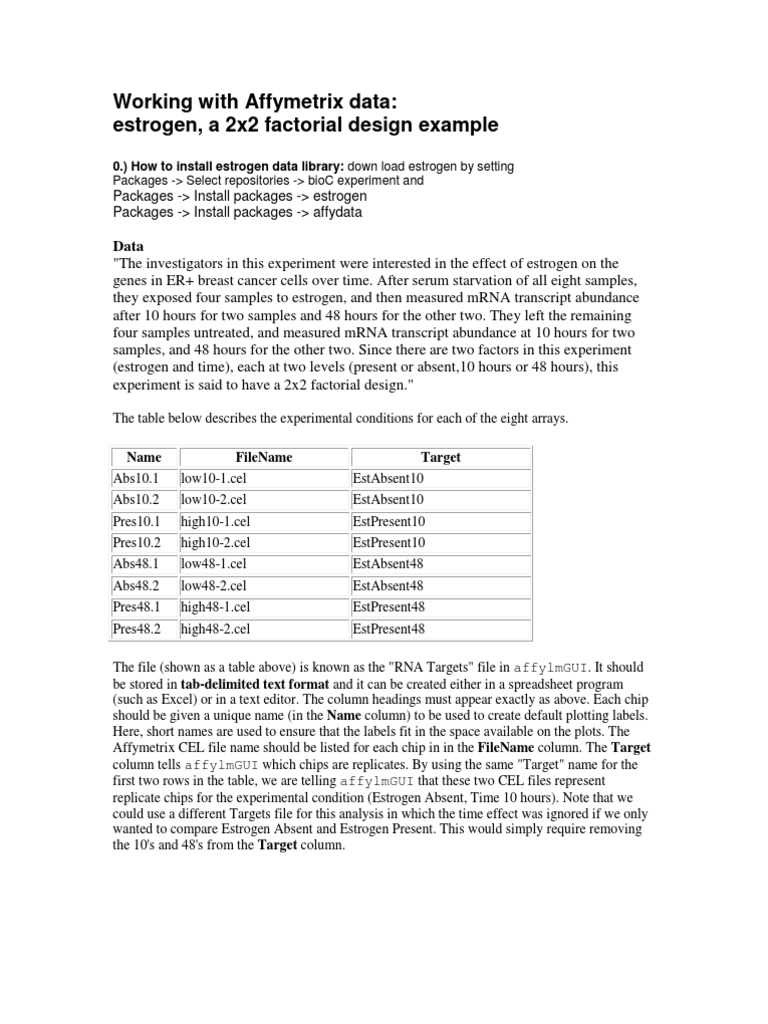 Estrogen 2x2 Factorial Design Example | PDF | Computer File | Matrix ...