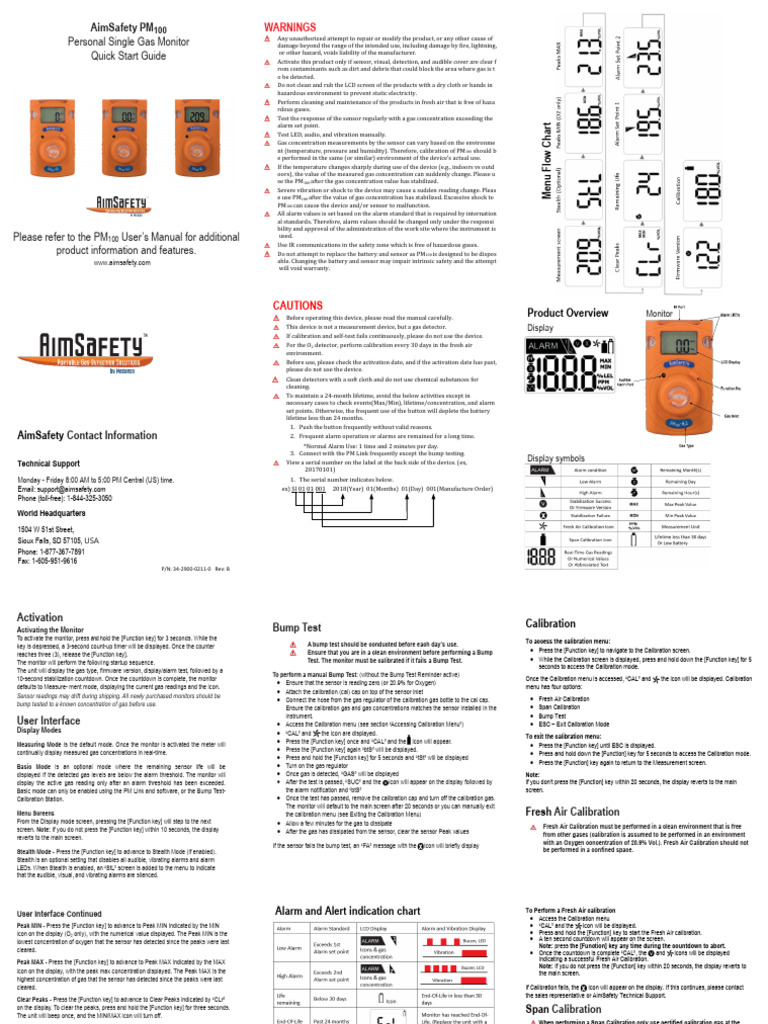AimSafety PM100 Quick Start Guide | PDF | Calibration | Icon (Computing)