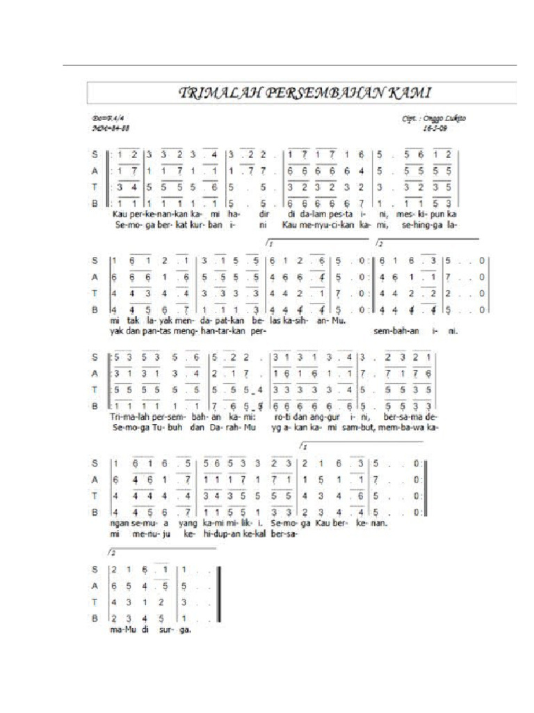 Lagu Terimalah Persembahan Kami | PDF
