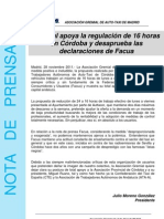 Gremial Apoya La Regulación de 16 Horas en Córdoba y Desaprueba Las Declaraciones de Facua