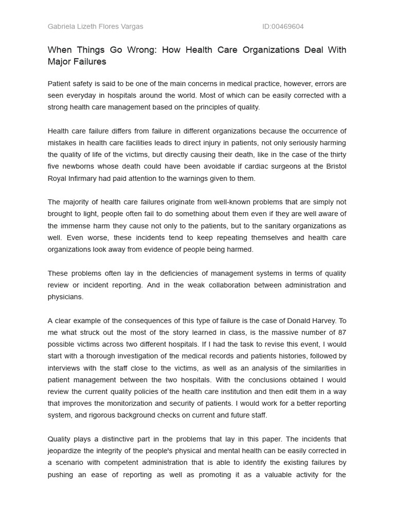 CalidadSalud1. When Things Go Wrong | PDF | Patient | Health Care
