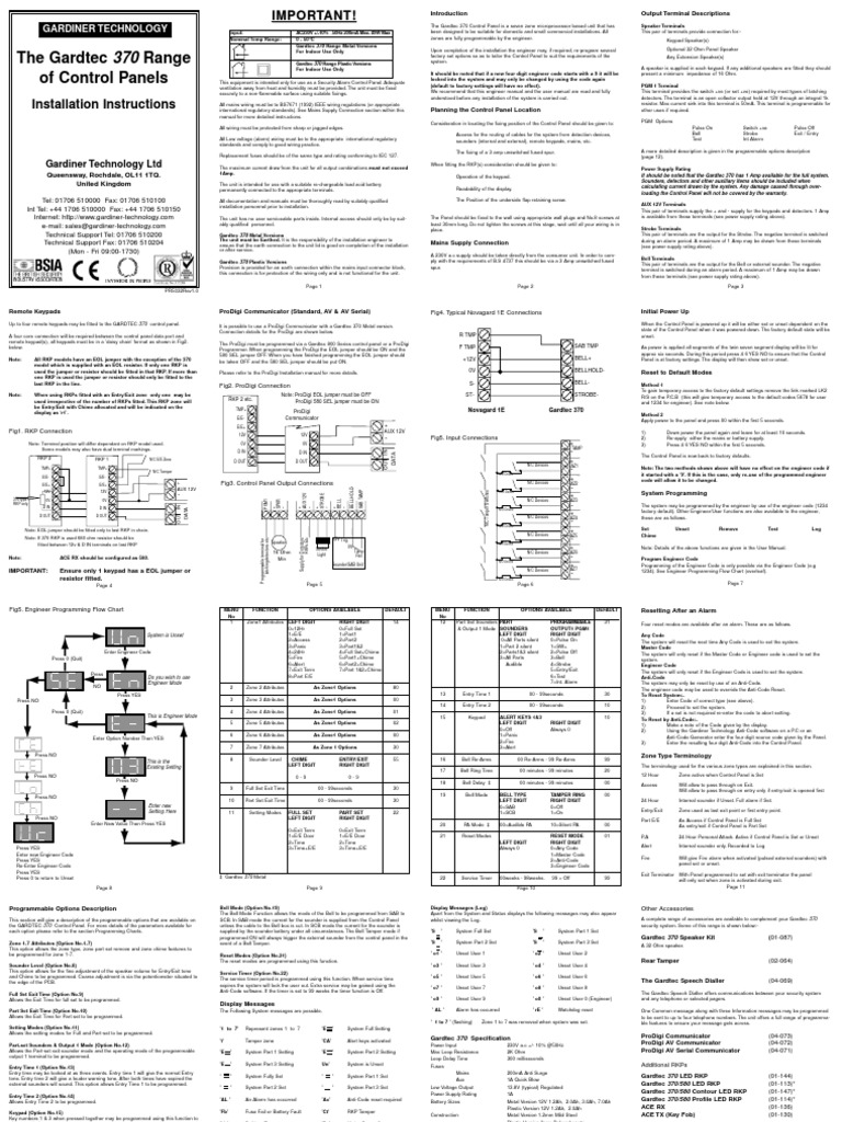 Gardtec 370 Engineer | PDF | Electrical Wiring | Power Supply