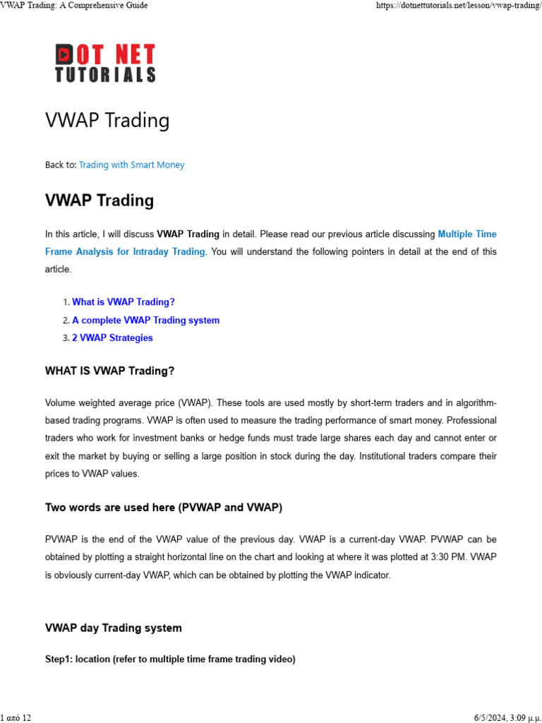 VWAP Trading | PDF | Day Trading | Algorithmic Trading