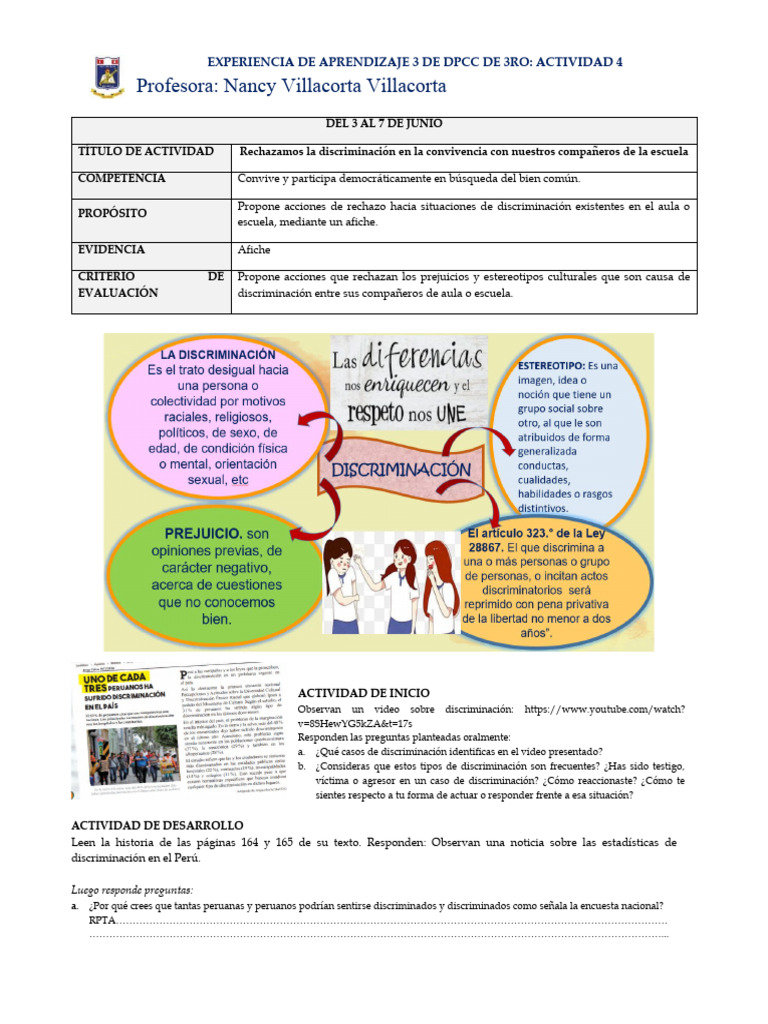 4 Rechazamos La Discriminación En La Convivencia Con Nuestros