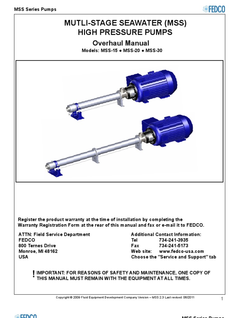 Manual Bomba Alta Presion Osmosis Fedco Pump Bearing Mechanical