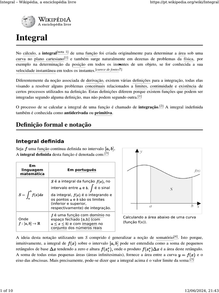 Definição e Tipos de Integral Matemática | PDF | Integrante | Matemática