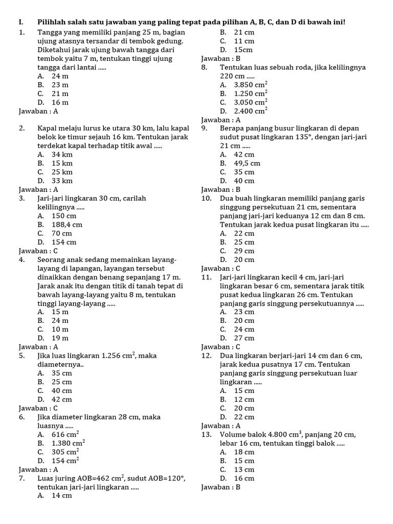 Soal Matematika dan Statistika Dasar | PDF | Griya & Taman