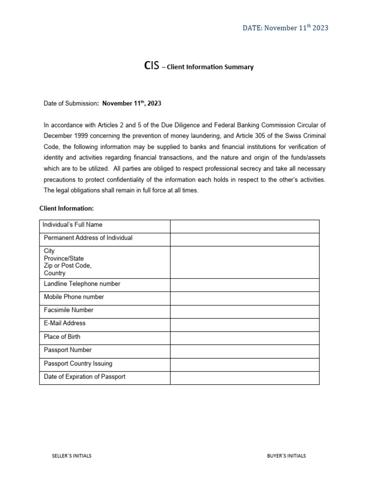 CIS Template PDF