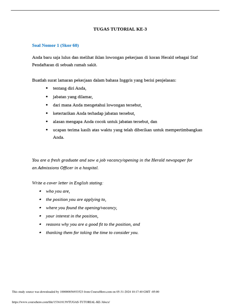 Job Application Letter Tutorial | PDF