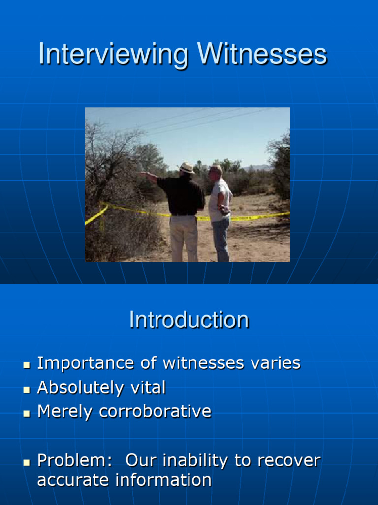 Effective Witness Interview Techniques | PDF | Witness | Behavioural ...