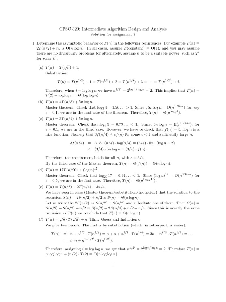Algorithm Analysis Solutions | PDF