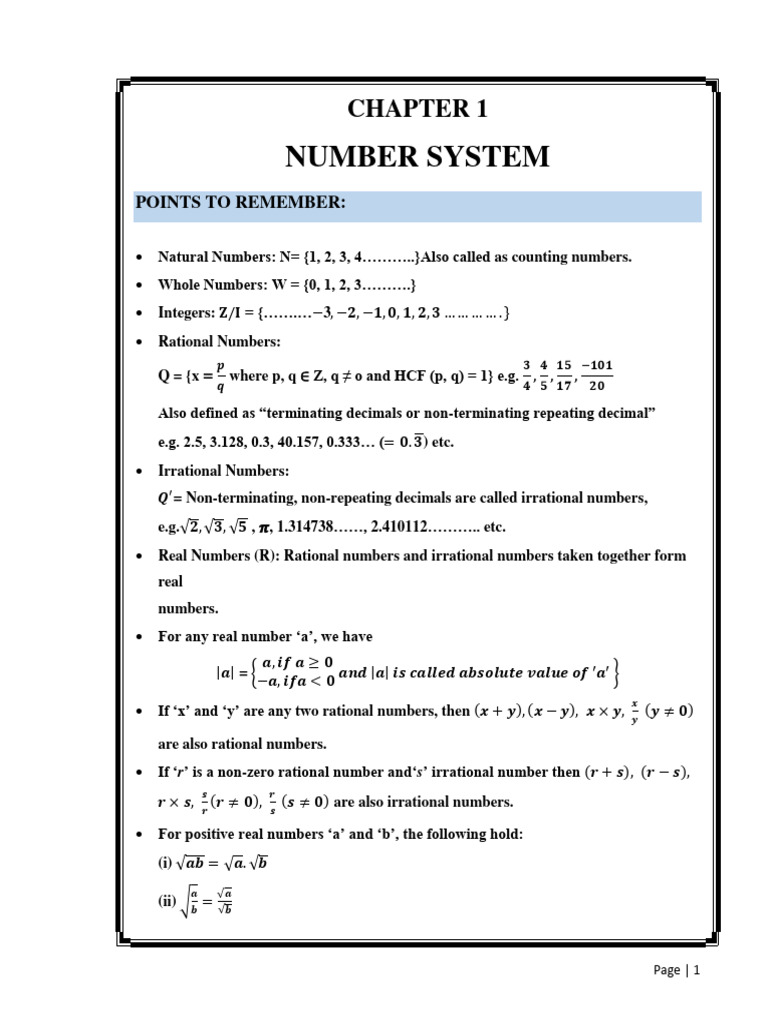 Number System Concepts and Exercises | PDF | Numbers | Rational Number