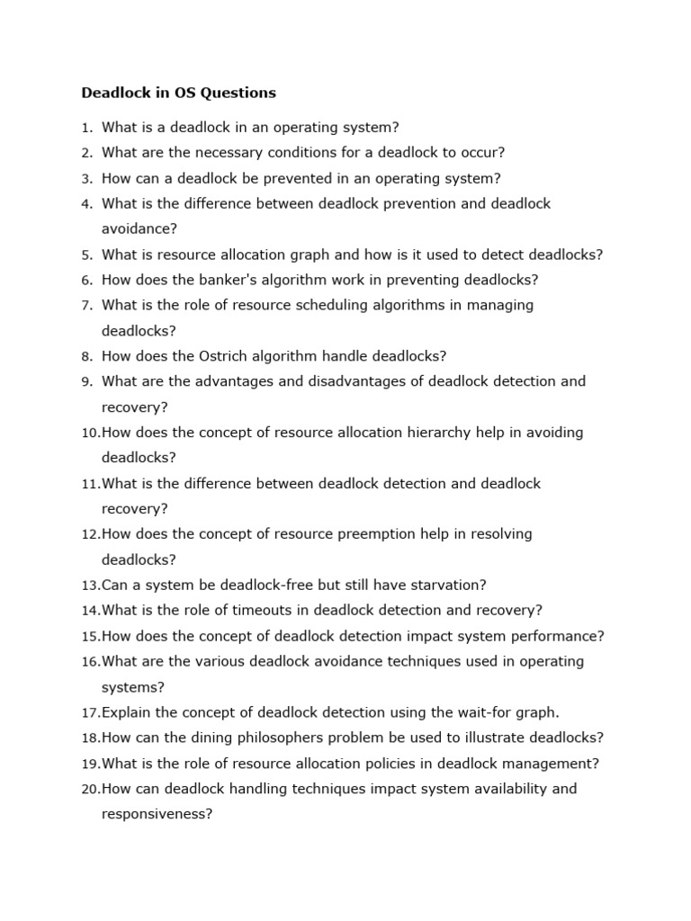 Gate Questions On Deadlock