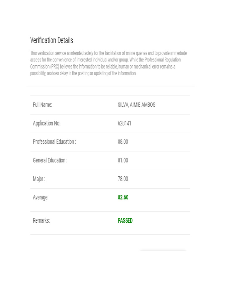 Prc rating pdf