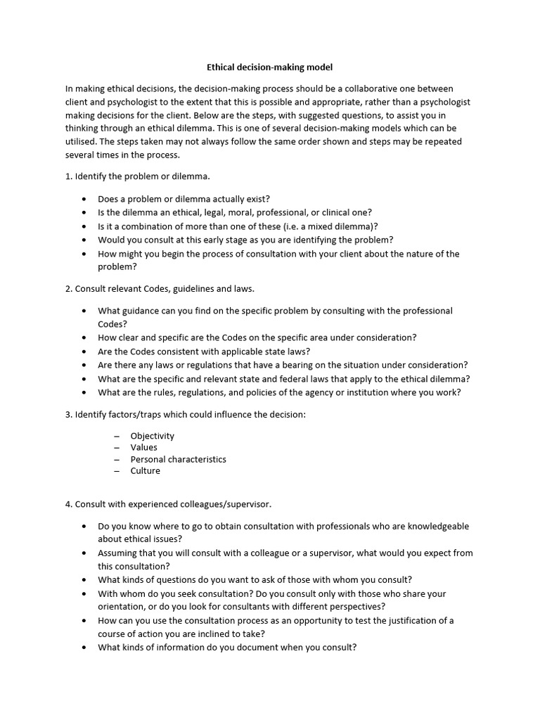 Ethical Decision-Making Steps Guide | PDF | Decision Making | Cognition
