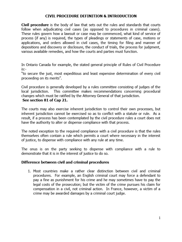 Civil Procedure Full Notes | PDF | Criminal Procedure | Lawsuit