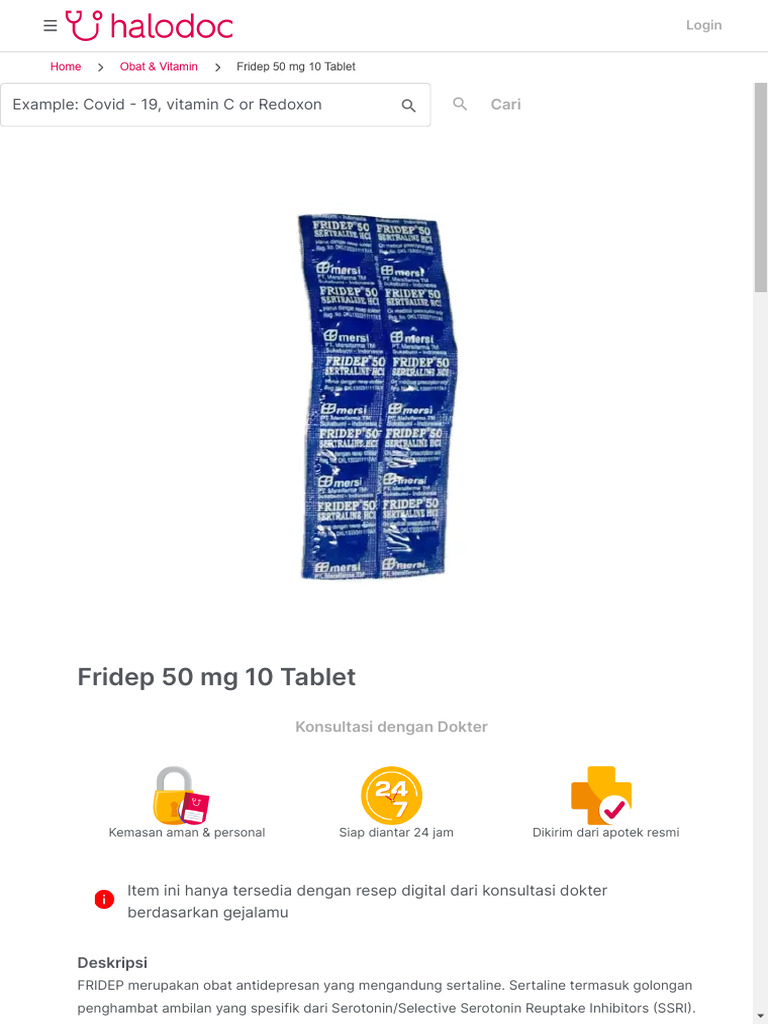 Fridep 50 mg: Obat Antidepresan SSRI | PDF