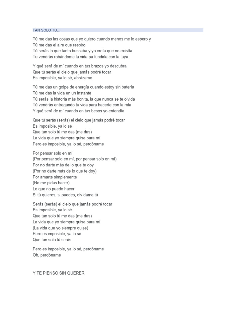 Mis Letras de Canciones | PDF | Amor