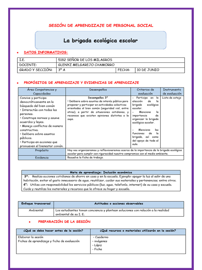 Importancia de la Brigada Ecológica Escolar | PDF | Evaluación ...