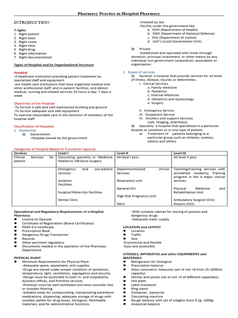 00 LEC Hospital Pharmacy | PDF | Hospital | Pharmacy