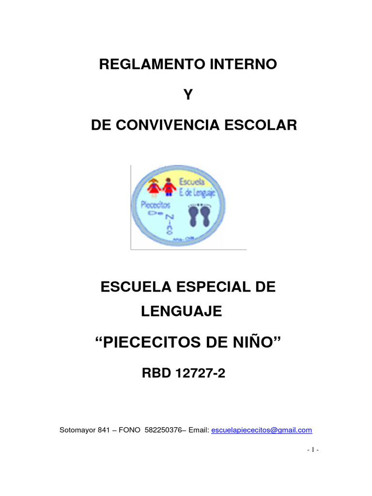 Reglamento de Convivencia Escolar | PDF | Educación de la primera ...
