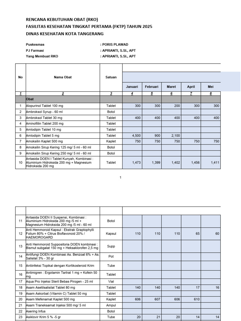 Rencana Kebutuhan Obat Puskesmas 2025 | PDF