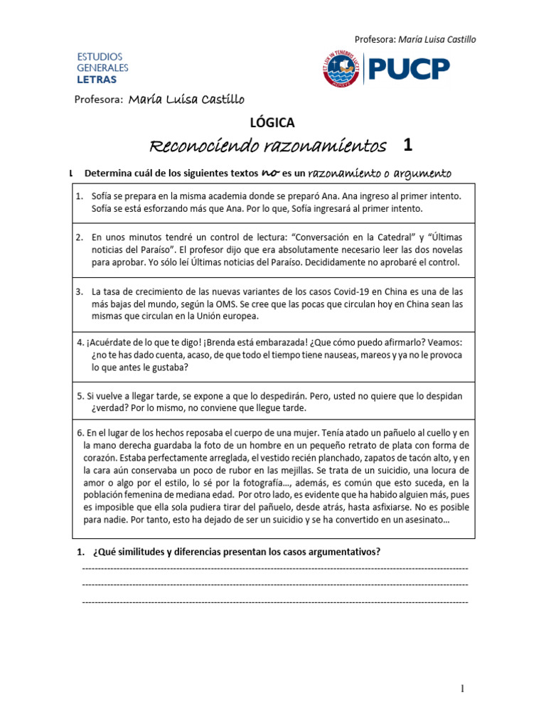 Material de Clase #1 | PDF | Razonamiento deductivo | Razonamiento ...