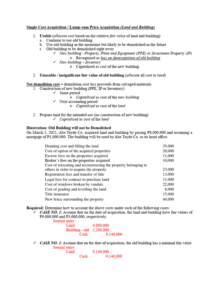 Land and Building Acquisition Accounting | PDF | Depreciation | Fixed Asset