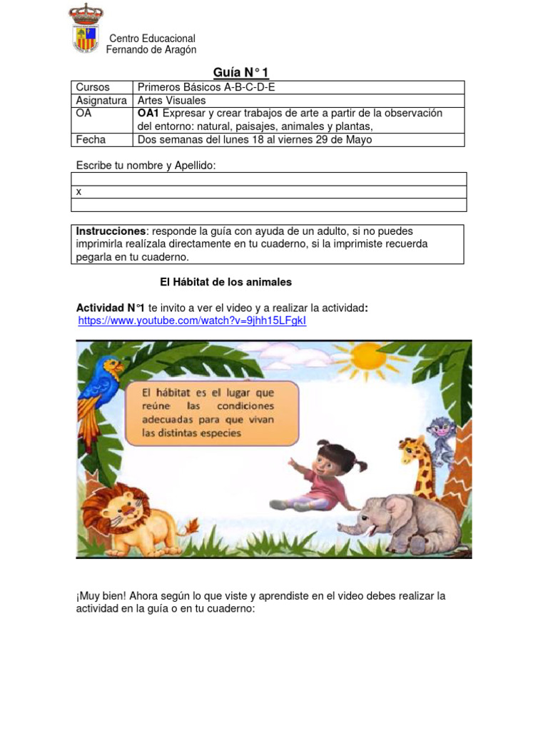 1ºBásicosArteEl Habitat de Los Animales PDF