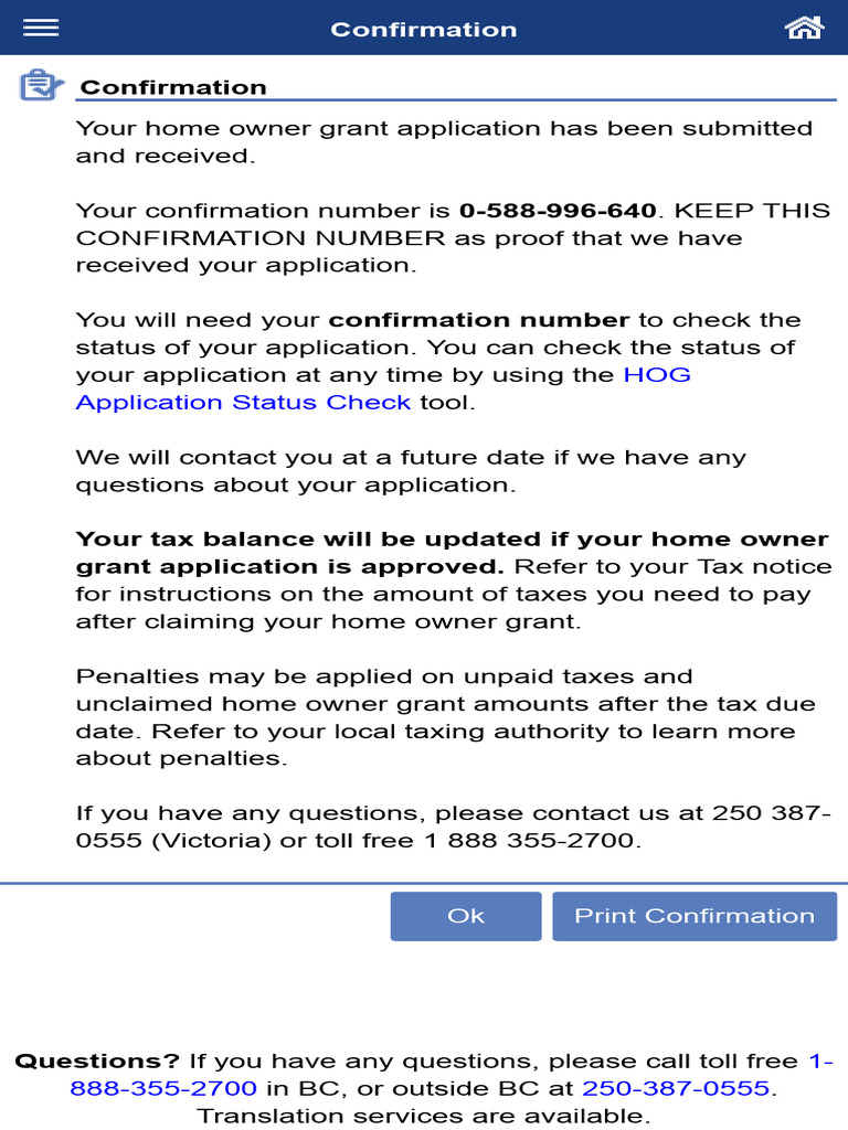 Home Owner Grant Application Confirmation | PDF | Finance & Money ...