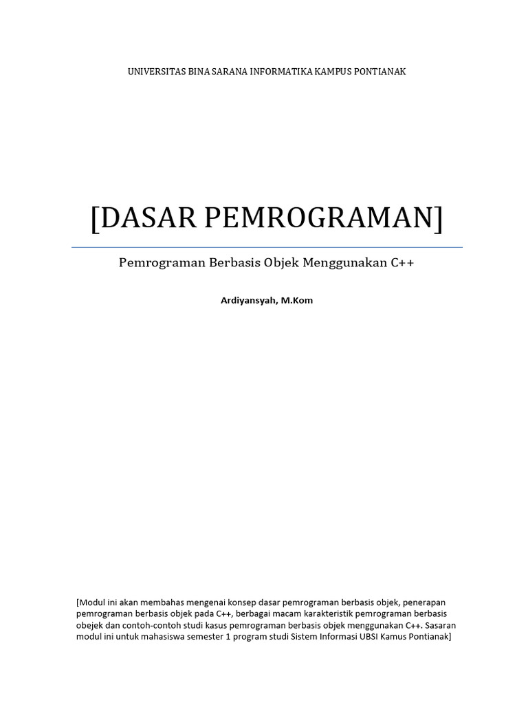 Dasar Pemrograman Berbasis Objek C++ | PDF | Seni