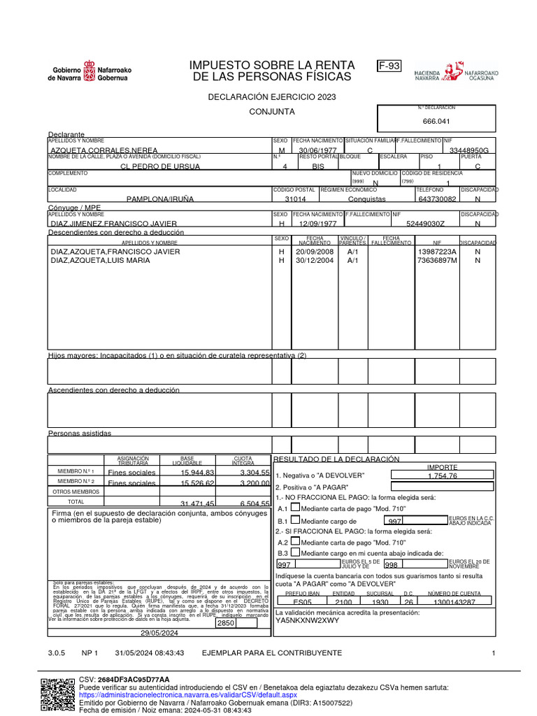 Ejemplo de Declaración de Renta 2023 | PDF | Impuesto sobre la renta ...