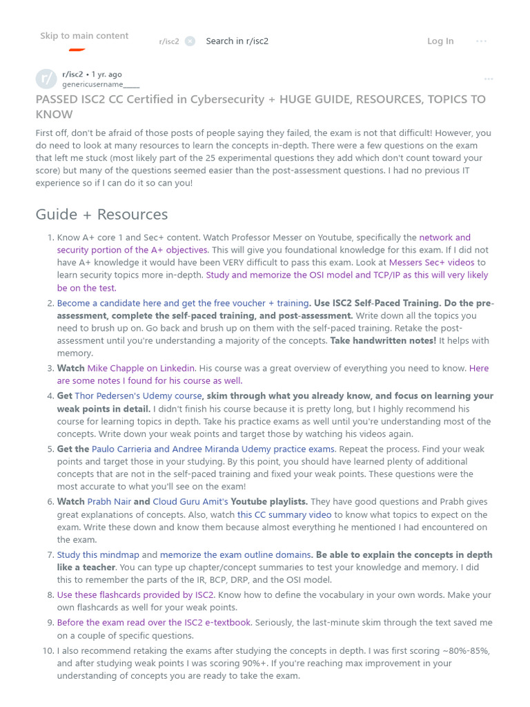 ISC2 CC Cybersecurity Exam Success Guide | PDF | Cloud Computing ...