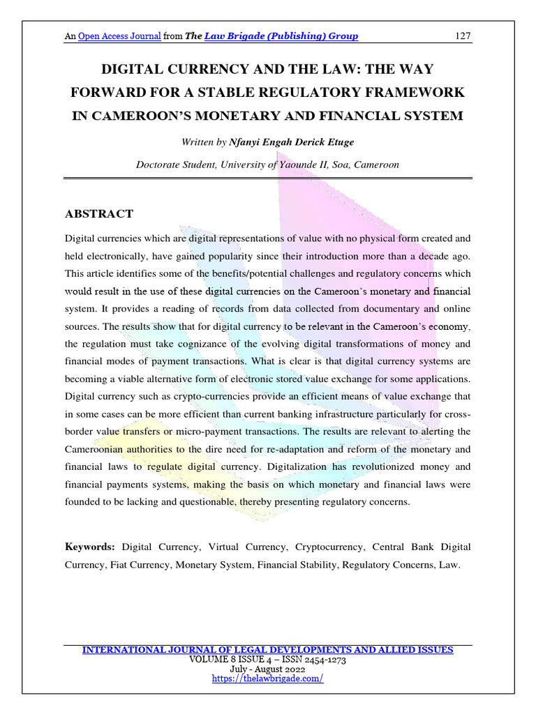 Cameroon Digital Currency Law | PDF | Cryptocurrency | Money