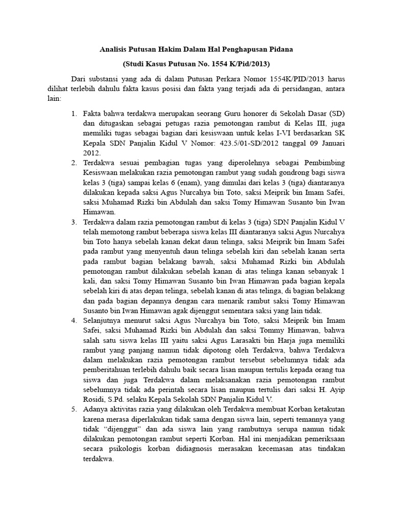 Analisis Putusan Penghapusan Pidana 1554 | PDF | Hukum