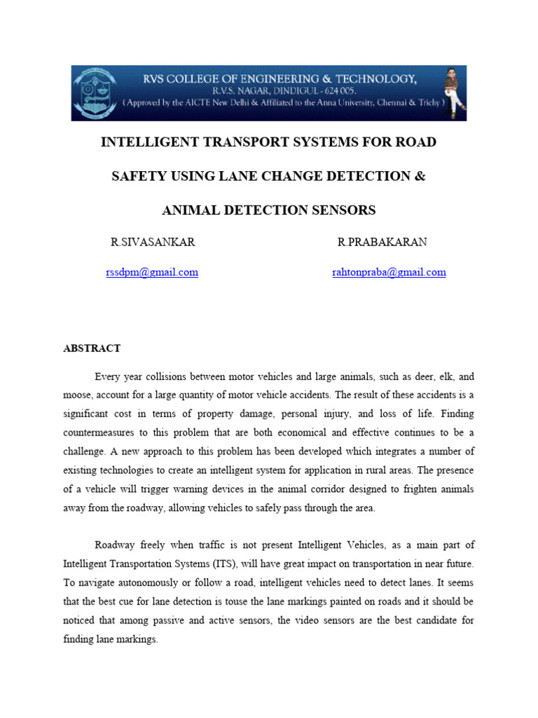 Intelligent Transport Systems for Road Safety | PDF | Traffic Collision ...