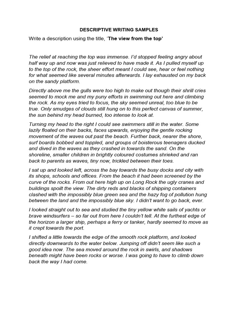 Descriptive Writing Sample | PDF | Sky | Earth Sciences