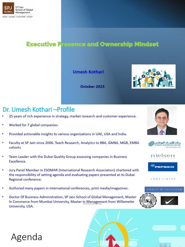 Executive Presence and Ownership Mindset: Umesh Kothari | PDF | Swot ...