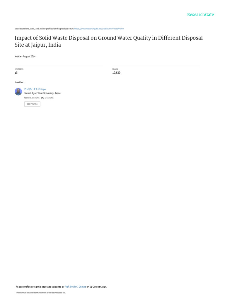 Ground Water Quality Impact from Waste in Jaipur | PDF | Municipal ...