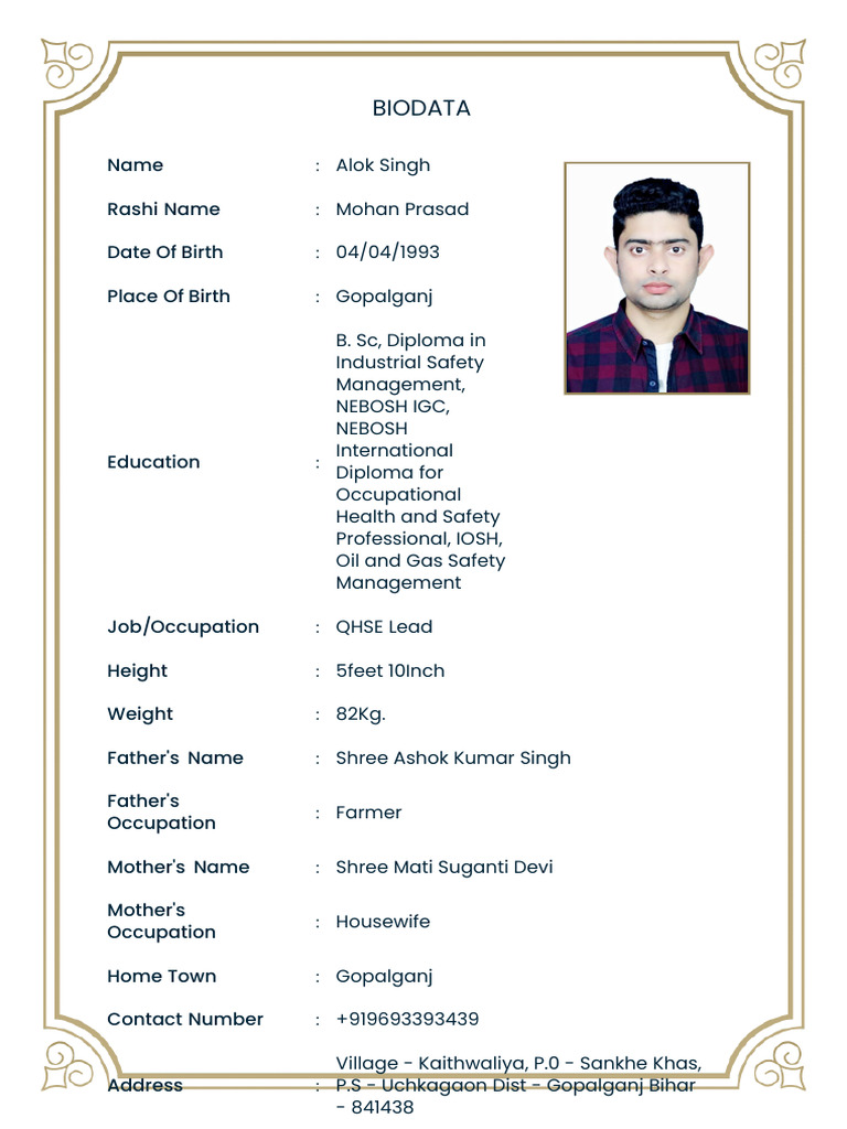 Alok Singh's Comprehensive Biodata | PDF