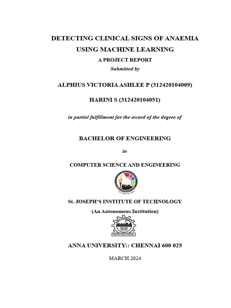 Machine Learning for Anemia Detection | PDF | Anemia | Support Vector ...