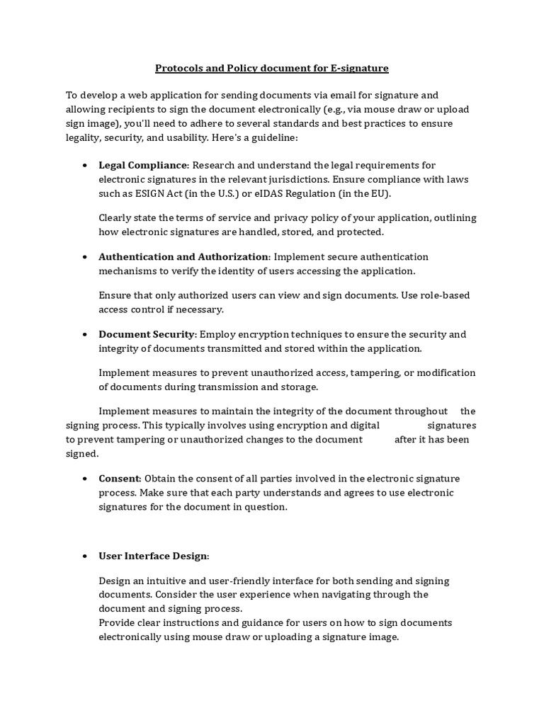 Protocols and Policy Doc For E-Signature | PDF | Regulatory Compliance ...