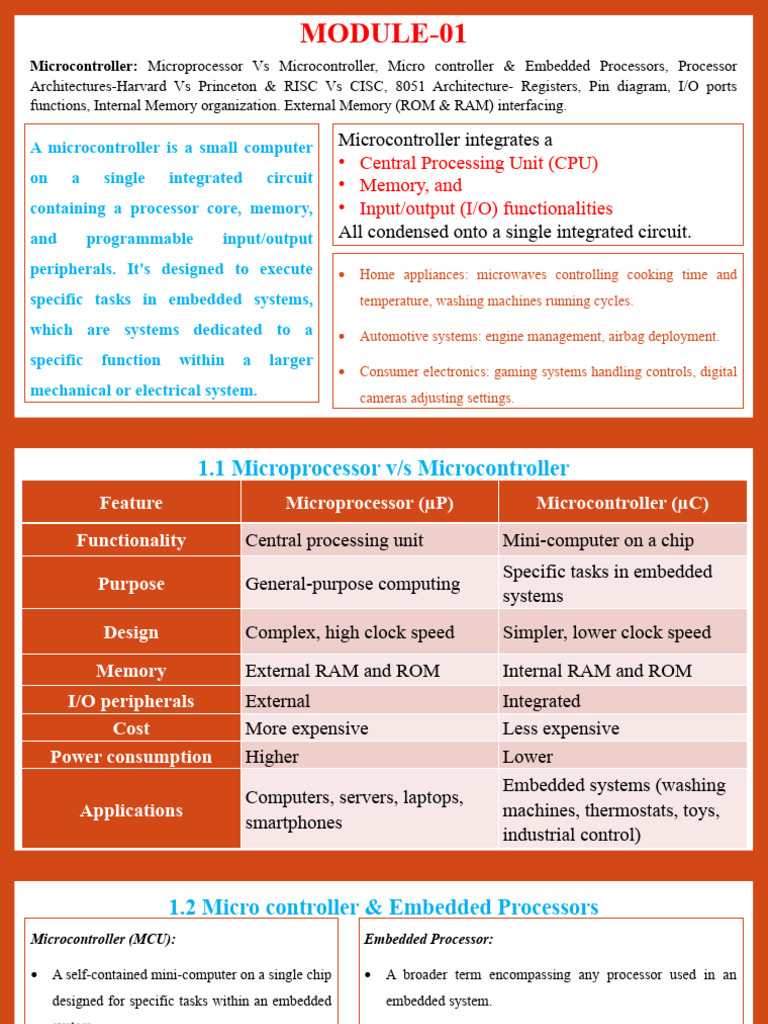 Microcontroller Basics and 8051 Architecture | PDF | Microcontroller ...