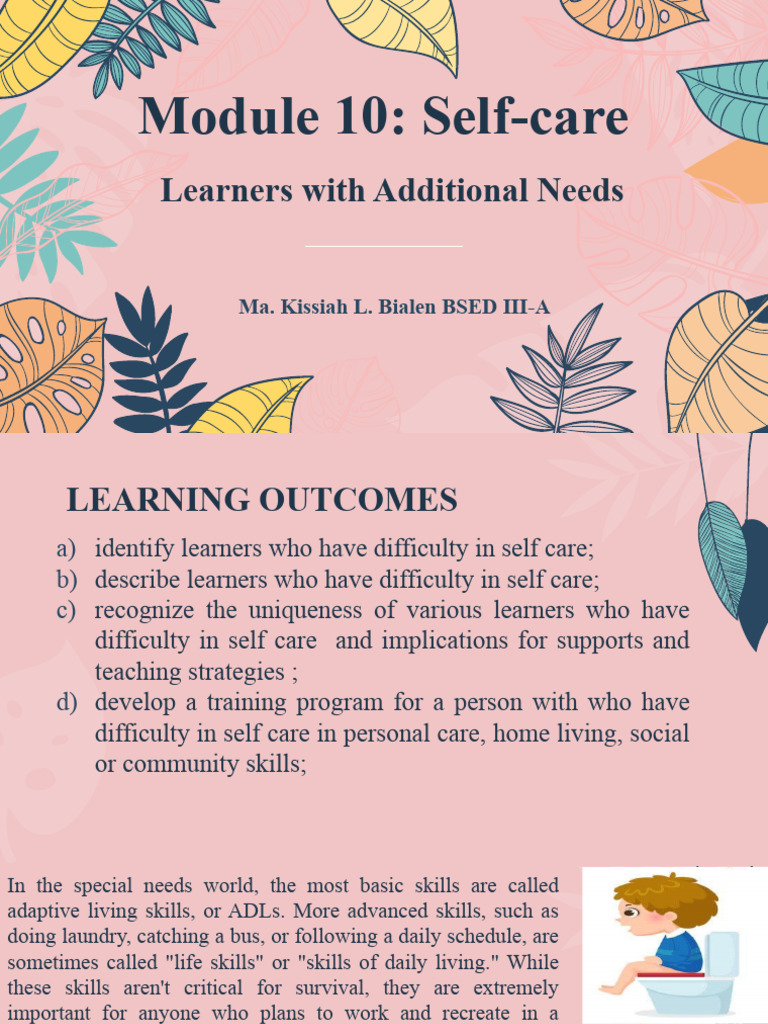 Module 10 Self Care | PDF | Intellectual Disability | Disability
