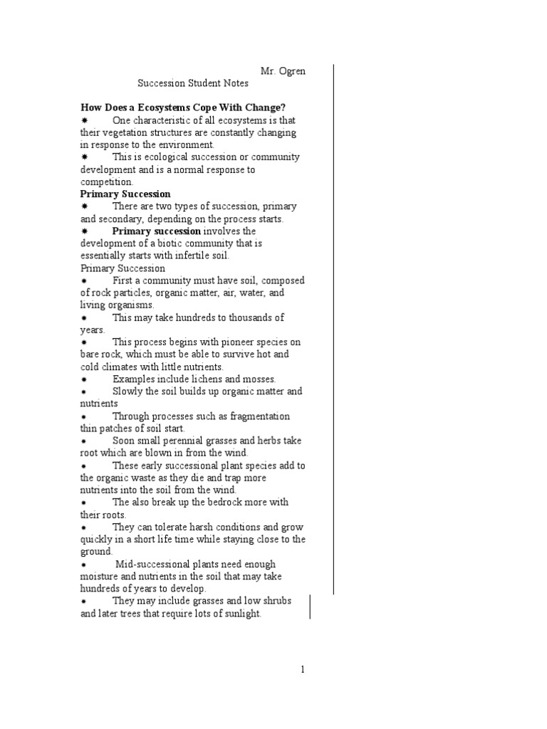 Ecosystem Succession and Change Explained | PDF | Disturbance (Ecology ...