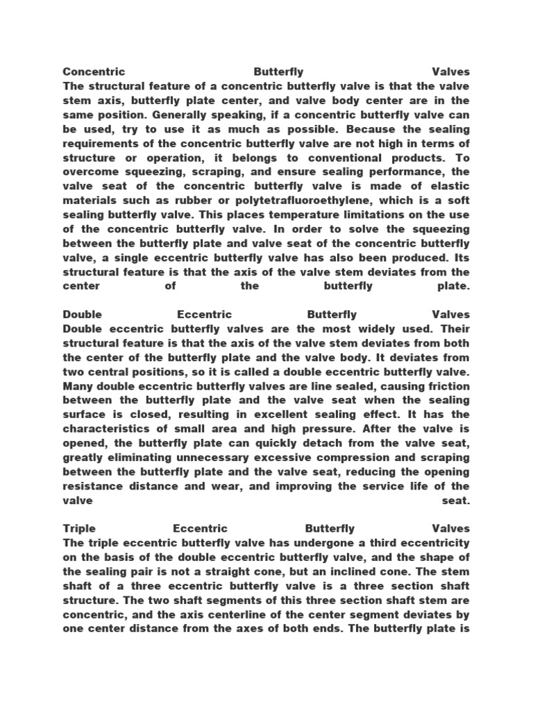 Concentric vs Eccentric Butterfly Valves | PDF | Valve | Hydraulics