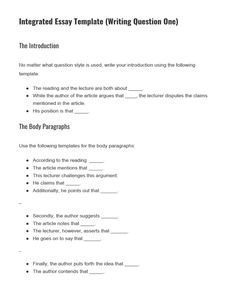 TOEFL Integrated Essay Template PDF Economic Growth Social Media