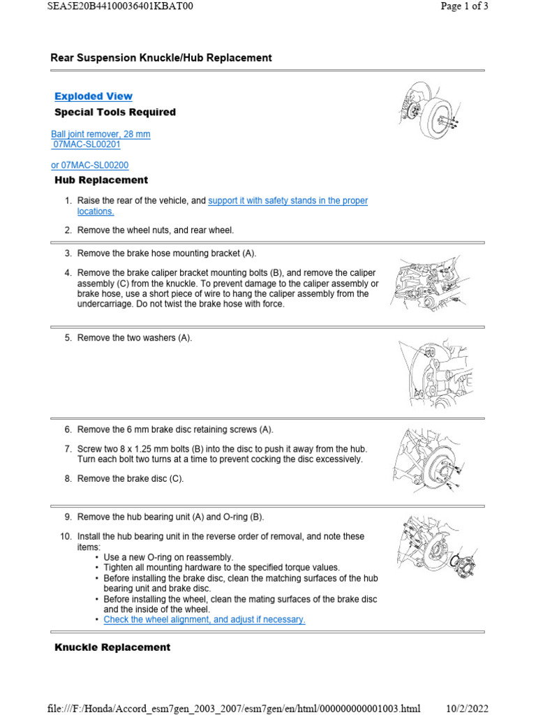 Rear Suspension KnuckleHub Replacement | PDF | Nut (Hardware) | Screw
