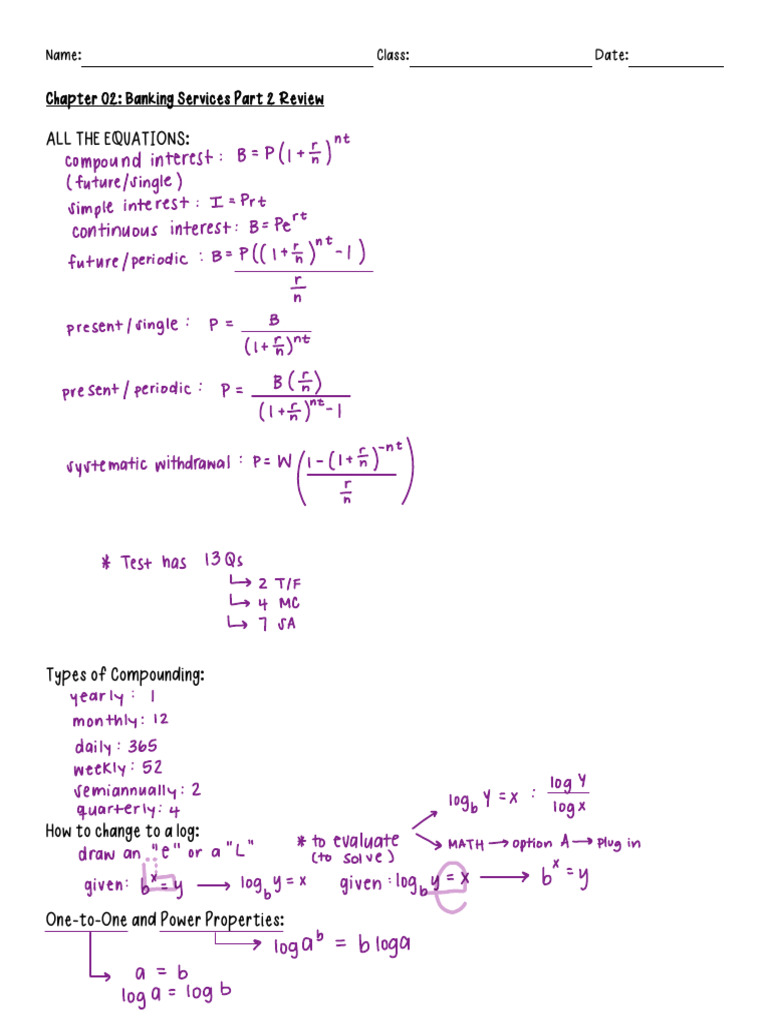 DFL+Unit+3+Completed+Review+Pt +2 | PDF | Interest | Banks