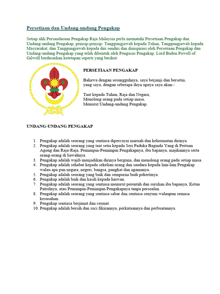 Persetiaan dan Undang-undang Pengakap | PDF